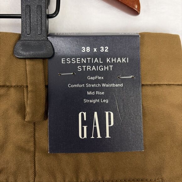 Gap Mens Essential Khaki Straight Pants Brown Stretch Waist Mid Rise 38x32 NWT - Picture 6 of 6